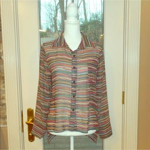 Vintage Havana sz m shear multi color blouse top